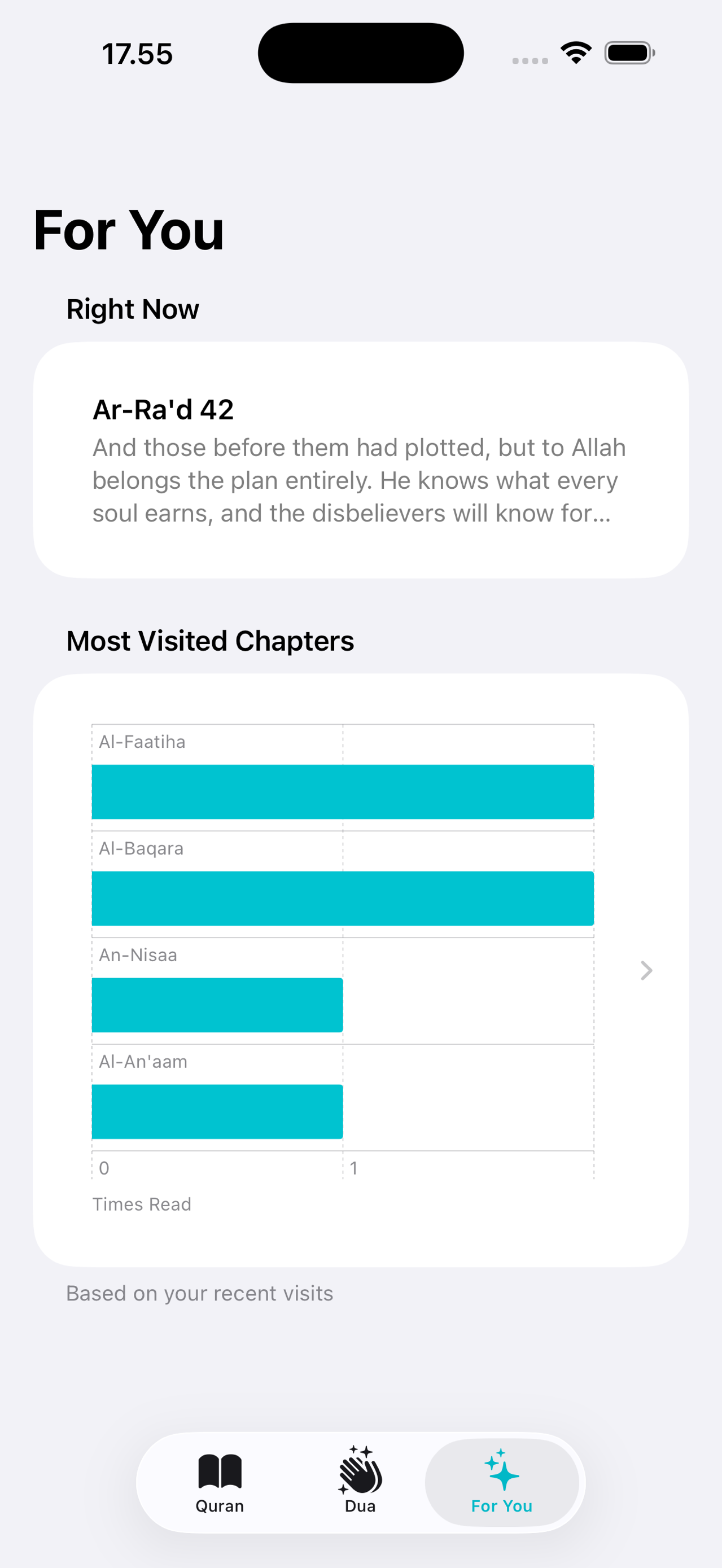 For You personalized recommendations tab on iPhone